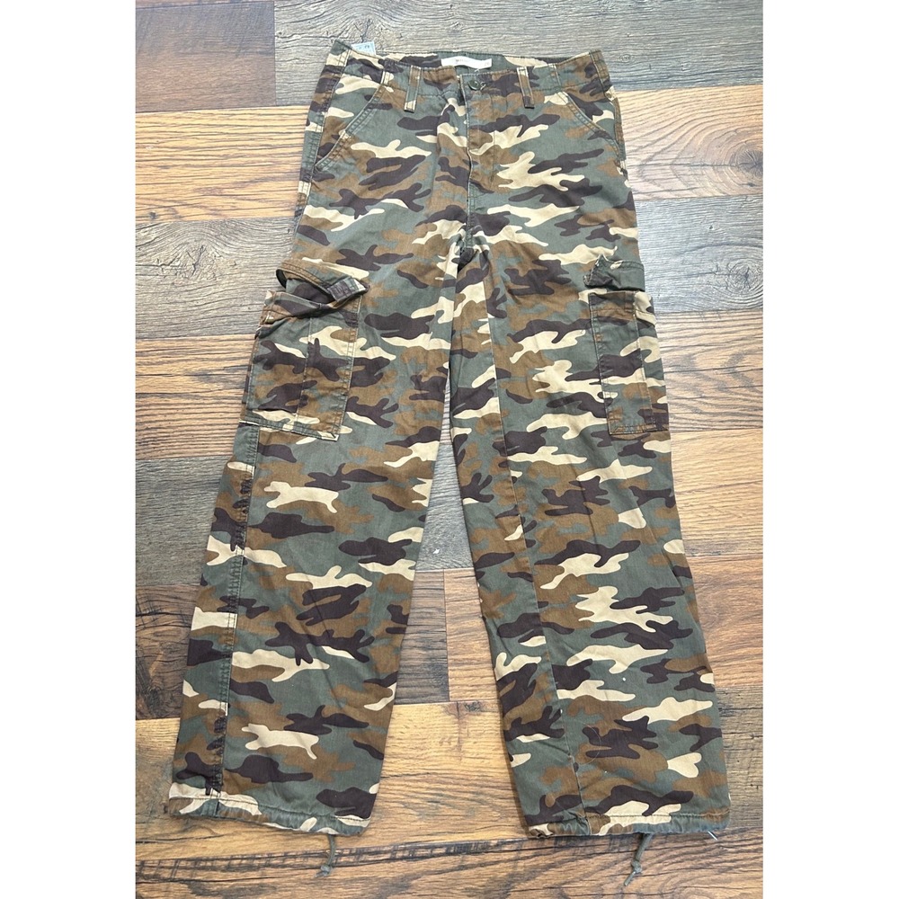 Levis 94 Baggy Cargo Pants Womens 26 Camo High Rise Wide Leg Utility Trousers
